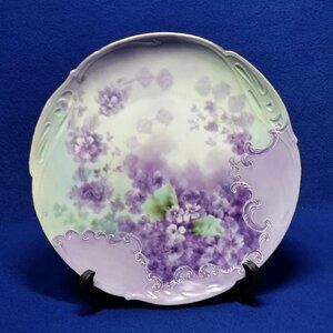 Antique Racine Violets Plate BRC Hand Painted Victorian Era 1897 - 1903 AS IS